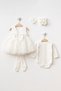 Baby Girl 0-6 Months Newborn Dress 6-Piece Christening Set Bolero French Lace Dress White Wedding Dress - 3