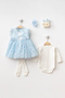 New Model Baby Girl 0-6 Months Newborn Dress 6-Piece Mevlütlük Set French Lace Dress with Bolero Mt334 - 2
