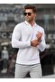 White Zippered Men's Knitwear Sweater 6824 - 2