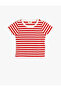 Short Sleeve Crew Neck Striped Crop T-Shirt