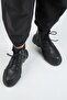 (Dilzar) Women's Genuine Leather Lace-Up Inside Zip Black Boots - 6
