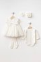 Baby Girl 0-6 Months Newborn Dress 6-Piece Christening Set Bolero French Lace Dress White Wedding Dress - 2