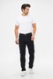 Men's Black Sports Model Comfortable Fit Basic Linen Pants - 2