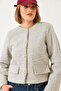 Women's Gray Button Detailed Faded Cashmere Short Jacket 8406 60261329 - 4