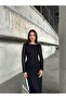 Women's Backless Guipure Detailed Lined Long Dress Black - 5