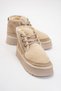 Tyson Beige Suede Sheepskin Thick Sole Lace up Women's Sports Boots