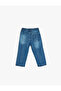Cotton Denim Trousers with Lace-Up Waist - 2