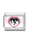 Pink - Black Flame Heart Italian Bracelet Charm