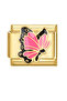 Gold Pink Butterfly Patterned Italian Bracelet Charm - Animal Themed