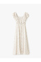 Madonna Collar Off-The-Shoulder Floral Ruffles Long Viscose Dress - 4