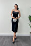 Atlas Fabric Strapless Pencil Dress - Black - 2