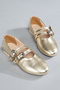 Women's Gold Color New Season Ballerinas - 4