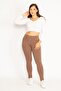 Women's Large Size Mink Leggings with Front Decoration and Back Pocket 65n34812 - 3
