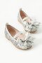 Girl's Bow Glitter Silver Ballerina Shoes
