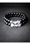 Onyx & White Czech Crystal (thermal Quartz) Natural Stone Lover Bracelet