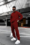 Men's Oversize 3 Thread Basic Unprinted Straight Tracksuit Set - 2