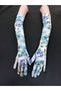 Fera Floral Patterned Gloves Blue -White