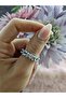 Zircon Stone Pink Heart and Flower Detailed Silver Color Adjustable Ring