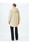 Oversized Faux Leather Parka with Snap Button Closure, Pockets, and Plush Lining Inside, with Hood. - 4