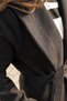 Women's Long Cashmere Coat with Black Belt and Pocket Detail - 4