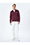 Slogan Embroidered Cotton Blend Half-Zip Sweatshirt with Raised Stitch Detail - 2