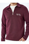 Slogan Embroidered Cotton Blend Half-Zip Sweatshirt with Raised Stitch Detail - 5