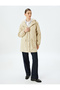 Oversized Faux Leather Parka with Snap Button Closure, Pockets, and Plush Lining Inside, with Hood. - 3