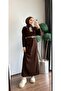 Buttoned Piping Detail Oversized Long Knitwear Dress-Brown - 4