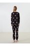 Lcw Young Black Crew Neck Printed Women's Pajamas Set Lcwk Store - 6
