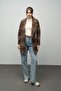 Plaid Patterned Double-Breasted Oversize Coat Brown 3020 - 3