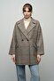 Plaid Patterned Double-Breasted Oversize Coat Safran 3020 - 2