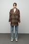 Plaid Patterned Double-Breasted Oversize Coat Brown 3020 - 2