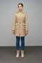 Removable Hooded Bag Pocket Quilted Coat Beige 6659 - 3