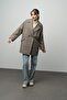 Plaid Patterned Double-Breasted Oversize Coat Safran 3020 - 7
