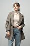 Plaid Patterned Double-Breasted Oversize Coat Safran 3020 - 5