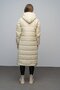 Hooded Sleeve Ribbed Zipper Closure Long Quilted Coat Beige 6626 - 7