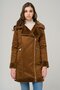 Double Breasted Zippered Fur Inside Suede Coat TABA 6514 - 3