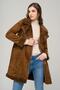 Double Breasted Zippered Fur Inside Suede Coat TABA 6514 - 5