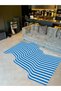 Rio Collection Blue White Wavy Pattern Asymmetrical Detailed Woven Base Modern Decorative Carpet Rio08M