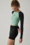Marry Women's Contrast Piece Short Black-Granite Green Shorts