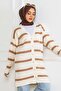 Ribbed Striped Knitwear Cardigan Latte 3090 - 4