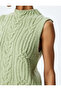Sleeveless Crew Neck Textured Knitwear Sweater - 5