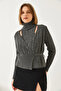 Women's Anthracite Knitwear Double Set 20247577 - 4