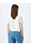 New Season Crop Crew Neck Short Sleeve Slim Fit Bow T-Shirt - 4