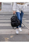 Black Wash Leather Women's Multi-Compartment Backpack - 4
