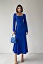 Cobalt Blue Atlas Midi Dress - Square Neck, Long Sleeve - 288 - 4