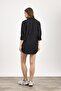Black Double Pocket Oversize Long Basic Shirt - Tcr-6256A - 5