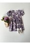 Girl's Purple Rose Watermelon Sleeve Poplin Dress - 3