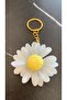White Leaf Daisy Shaped - Epoxy Keychain with Yellow Gold Accessories Handmade - 3