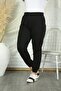 Women's Black Elastic Waist Plus Size Sweatpants with Pockets - 5